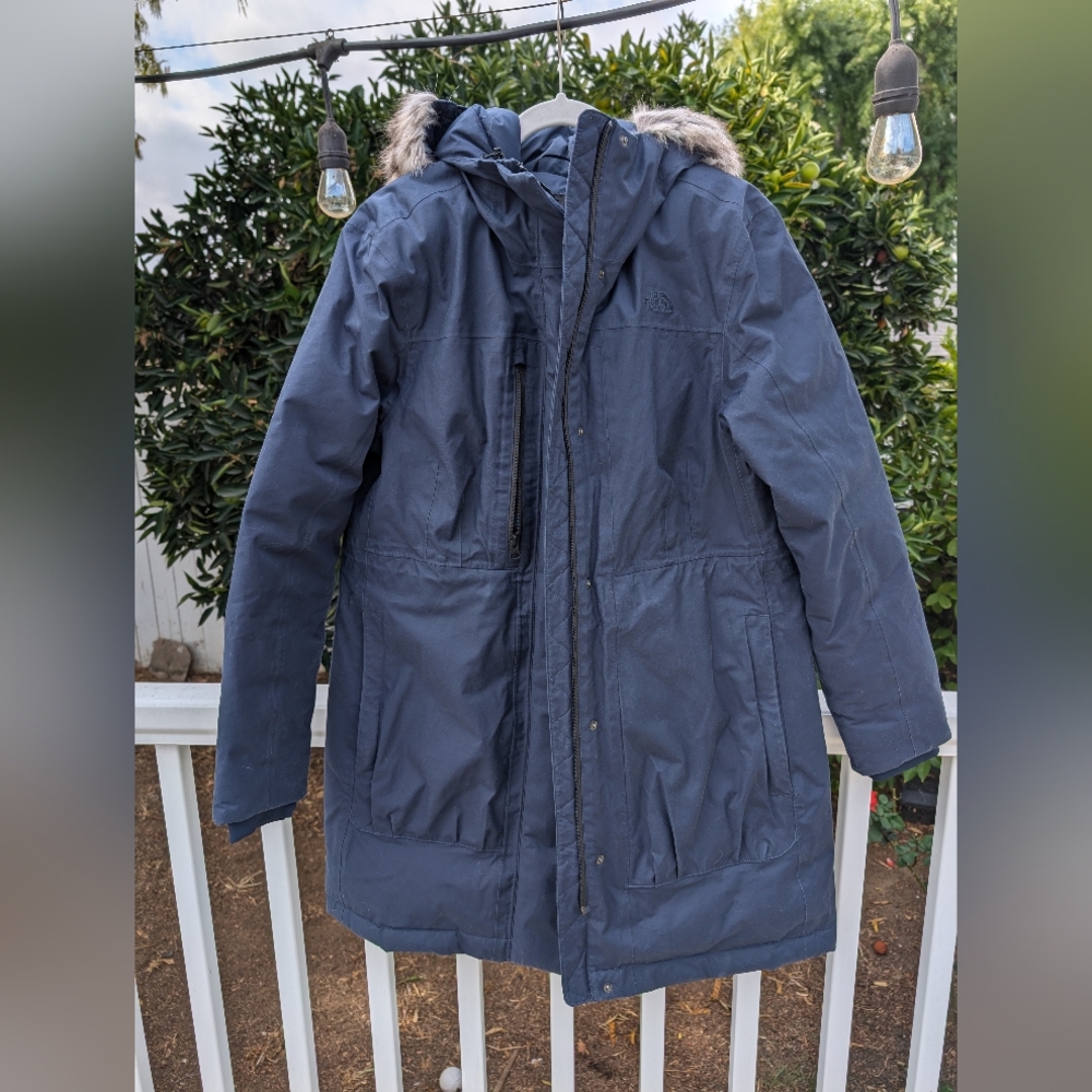 Women's Blue North face size large waterproof, down jacket